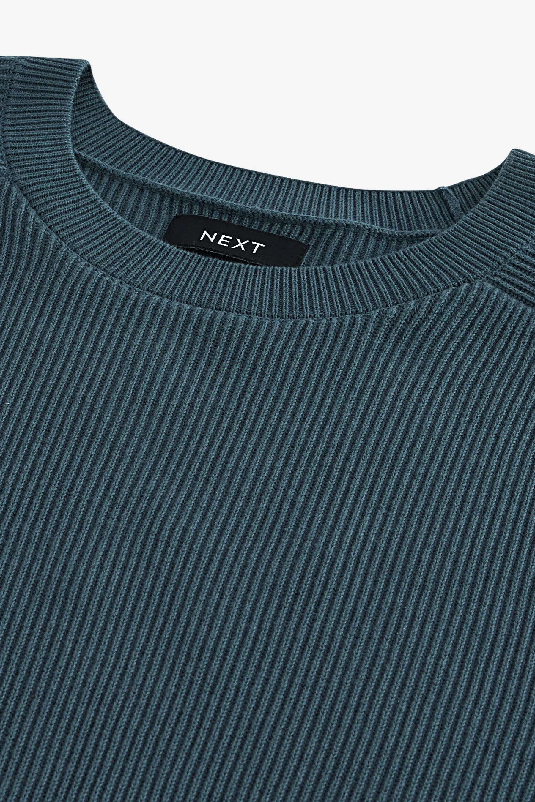 100% Cotton Rib Texture Crew Jumper    