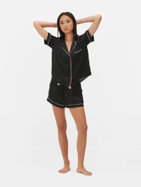 Completo camicia da notte e pantaloncini in raso