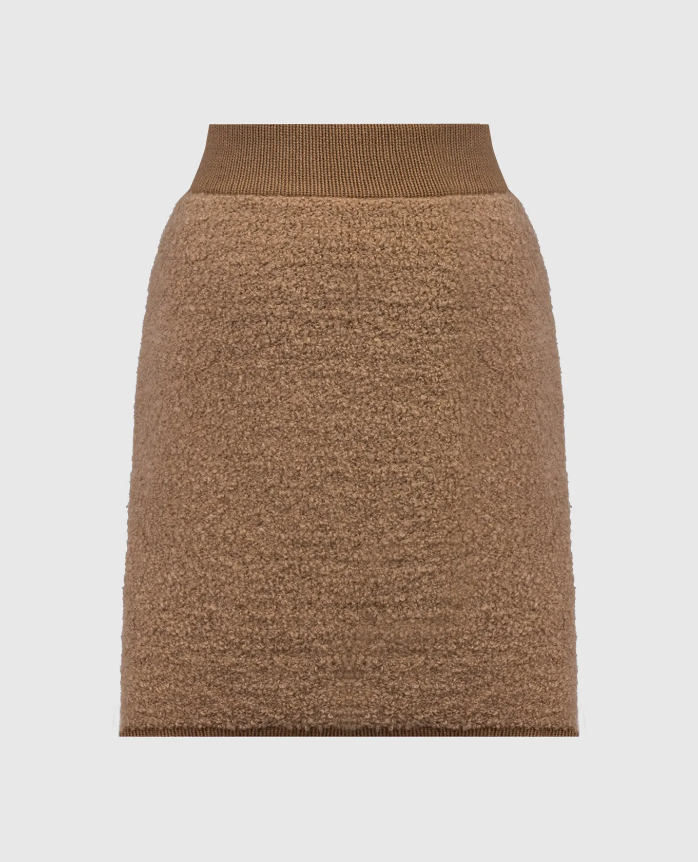 Dolce&Gabbana Minigonna marrone realizzata in lana e cashmere in bouclé FXL95TJFMR3