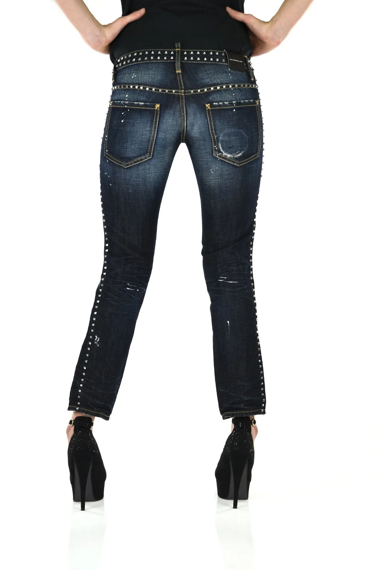 Dsquared2 Slim Cropped Jean Blu Donna Cotone Cerniera Mod.S75LA0314S30295089