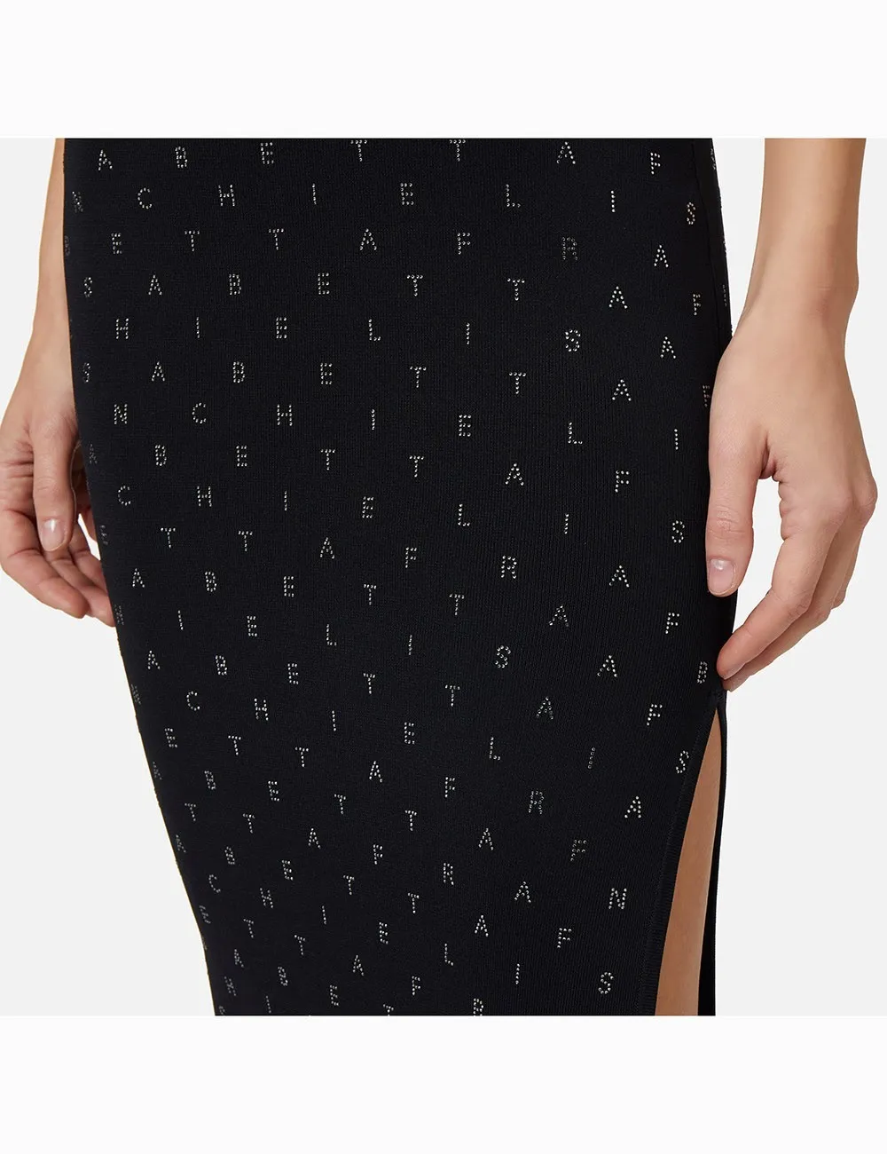 Elisabetta Franchi     Abito red carpet in viscosa con lettering in strass