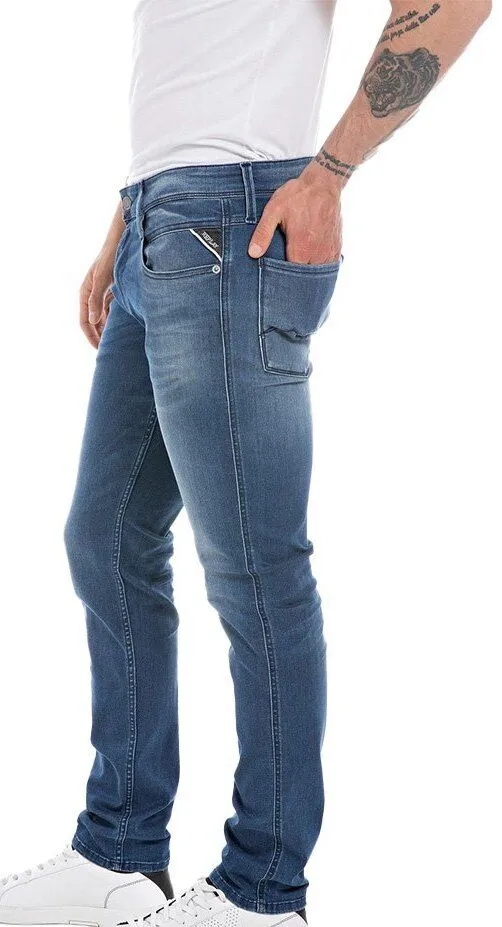 JEANS UOMO REPLAY DENIM POWER STRETCH 10 OZ- M914Y.000.41A.400.009 col. dark ind