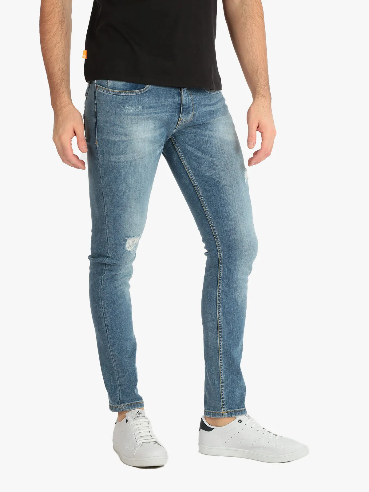 Johnny Looper Jean homme coupe slim avec déchirures