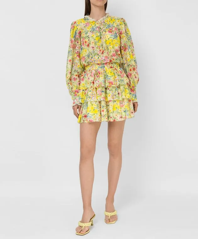 Love Shack Fancy Minigonna a strati Brynlee con stampa floreale LS255786