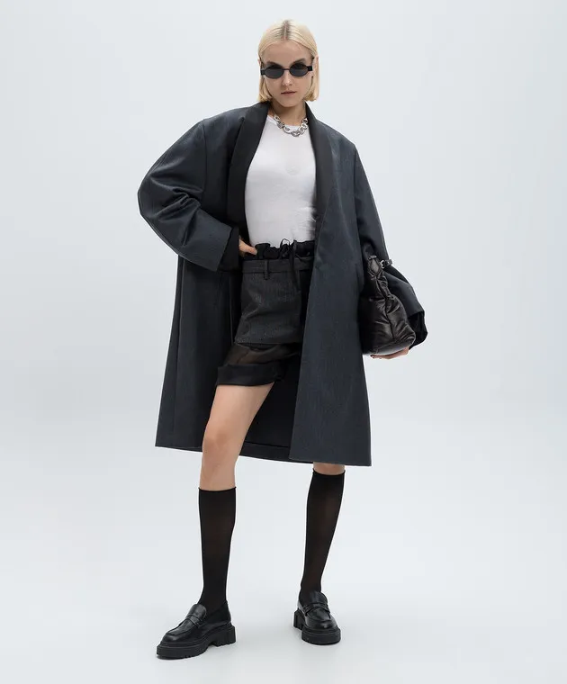 Maison Margiela Minigonna in lana grigia con shorts in seta S51ME0024MTN029