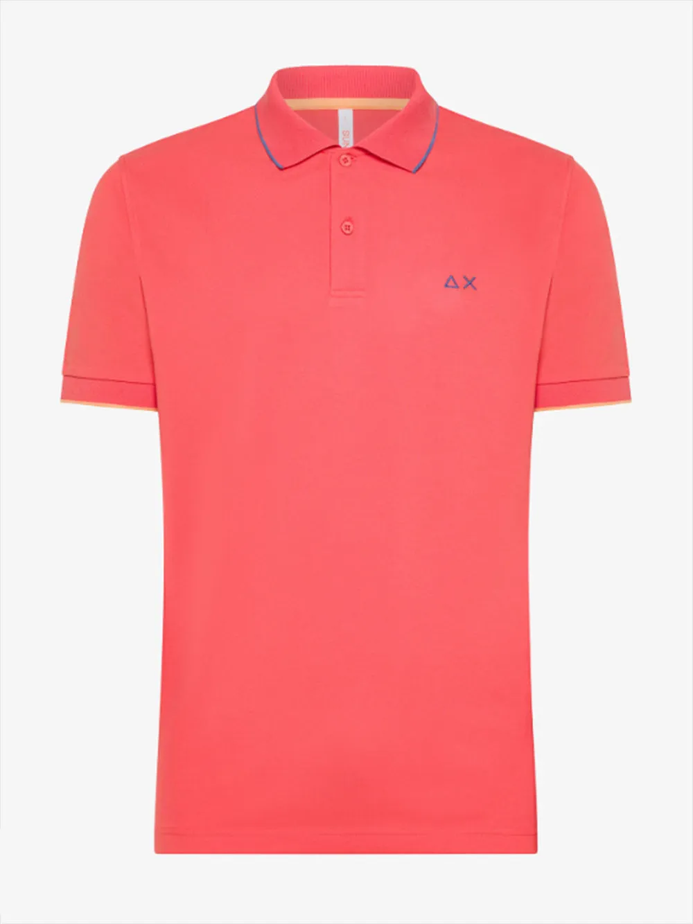Polo Sun68 small stripes in cotone piquet lampone