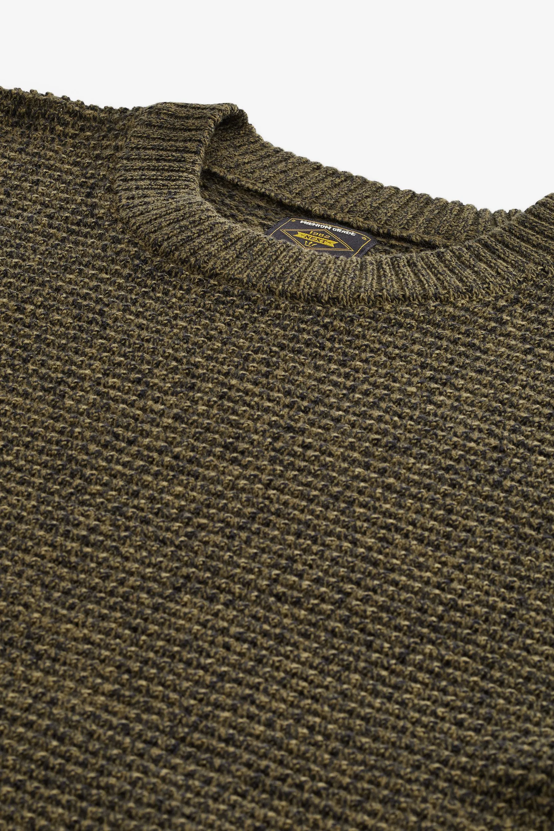 Regular - Fit Textured Waffle Crew Neck Jumper    