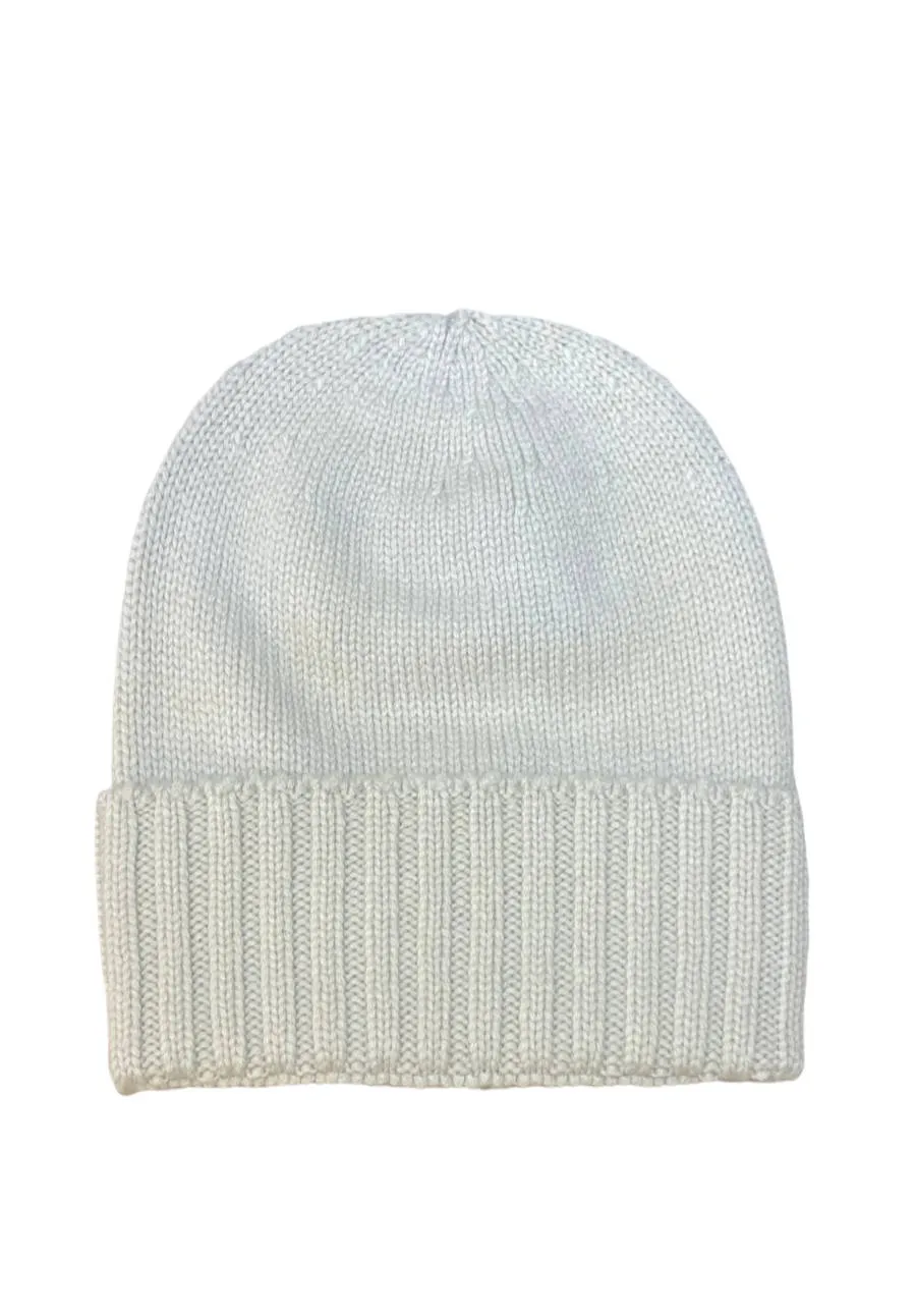 Three Thread Plain Knit Beanie with Rib Knit Cuff