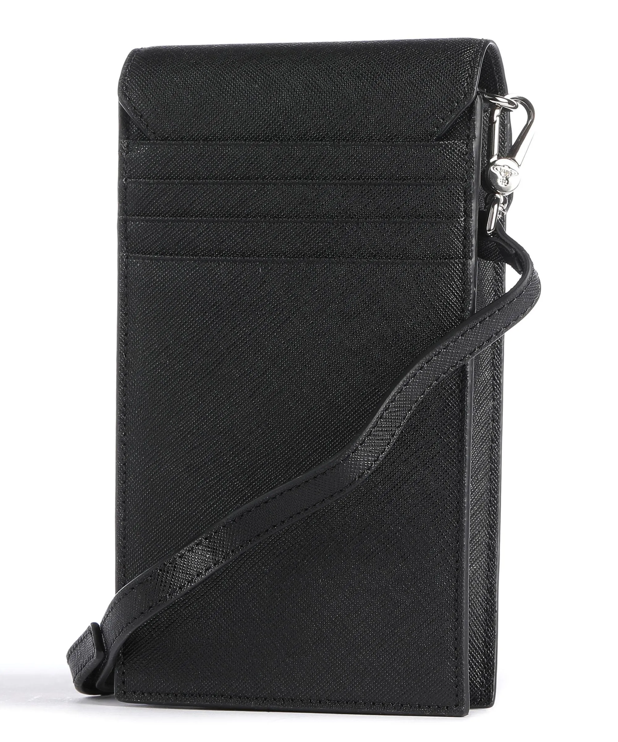  Vivienne Westwood Saffiano Borsetta porta cellulare pelle di vacchetta saffiano nero  